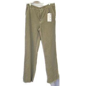 Zara Khaki Swett Green Pants The Piper Chino Size XL Cotton Blend New Raw Hem